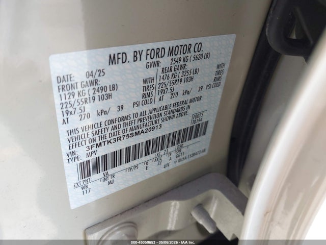Aukcja sprzedaży 2025 Ford Mustang Mach-e Premium, vin: 3FMTK3R75SMA20913, numer aukcji: 45050653