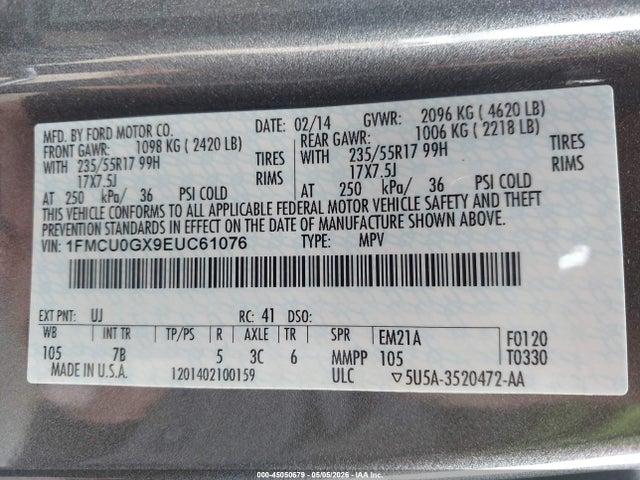 Ford ESCAPE SE 2014 1FMCU0GX9EUC61076 Image 9