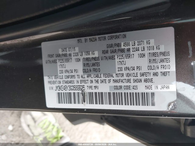 Продажа на аукционе авто 2016 Mazda Cx-5 Sport, vin: JM3KE4BY3G0689926, номер лота: 45050726