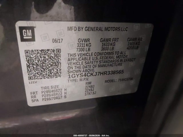Продажа на аукционе авто 2017 Cadillac Escalade Premium Luxury, vin: 1GYS4CKJ7HR338565, номер лота: 45050727