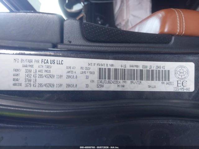 Продажа на аукционе авто 2016 Jeep Grand Cherokee Srt, vin: 1C4RJFDJ8GC423914, номер лота: 45050765