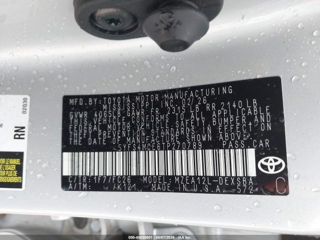 5YFS4MCE6TP270789 Toyota COROLLA SE
