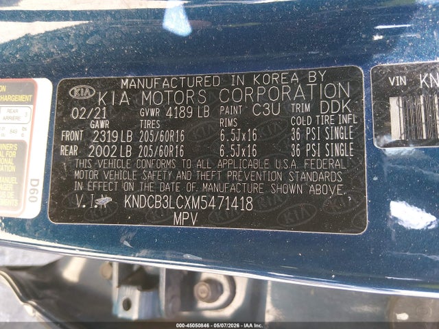 45050846 :رقم المزاد ، KNDCB3LCXM5471418 vin ، 2021 Kia Niro Lxs مزاد بيع