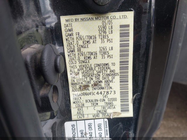 Продаж на аукціоні авто 2005 Nissan Frontier Se, vin: 1N6AD06U45C447873, номер лоту: 45050970