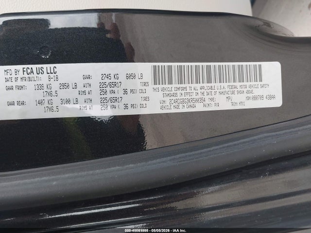 Aukcja sprzedaży 2019 Dodge Grand Caravan Se, vin: 2C4RDGBG3KR500354, numer aukcji: 45051005