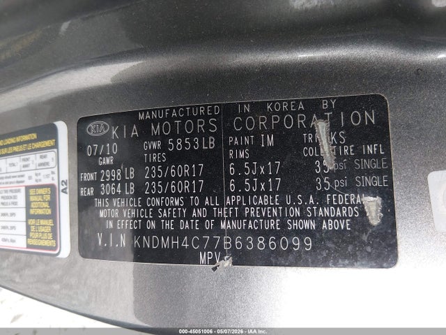Aukcja sprzedaży 2011 Kia Sedona Ex, vin: KNDMH4C77B6386099, numer aukcji: 45051006