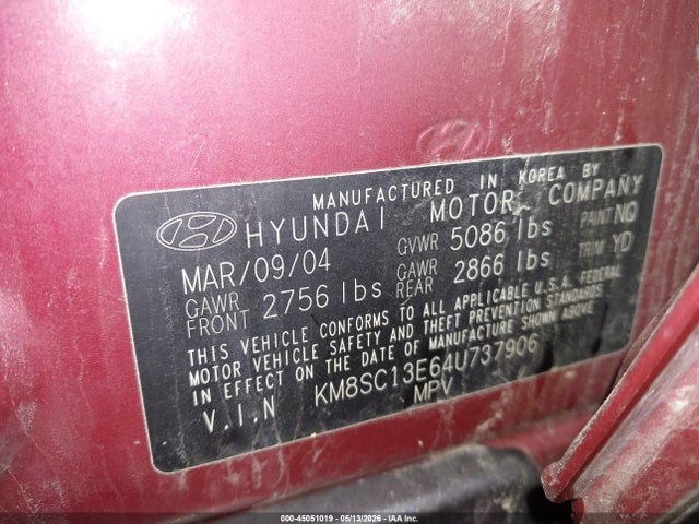 Продаж на аукціоні авто 2004 Hyundai Santa Fe Gls/lx, vin: KM8SC13E64U737906, номер лоту: 45051019