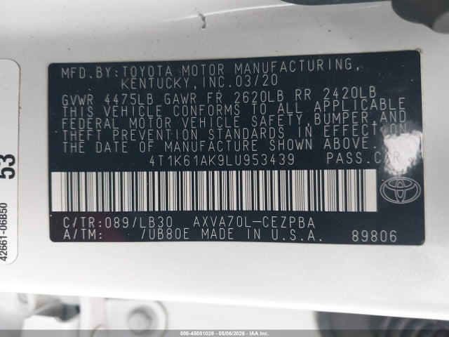 4T1K61AK9LU953439 Toyota CAMRY XSE