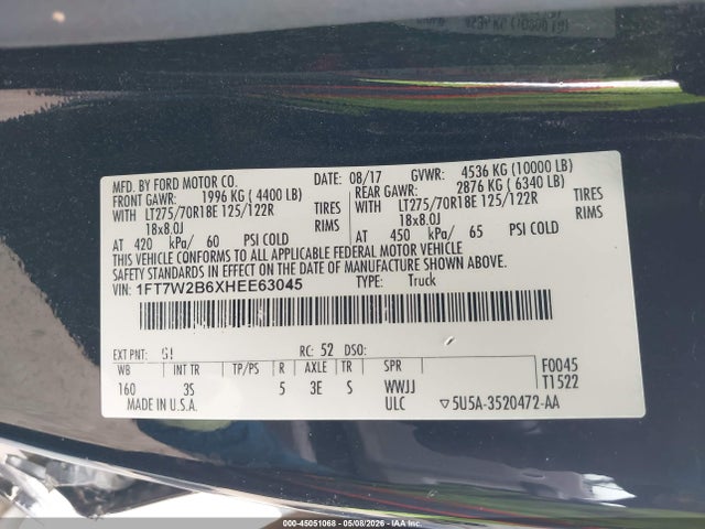 Ford F-250 Xlt 2017 1FT7W2B6XHEE63045 Image 9