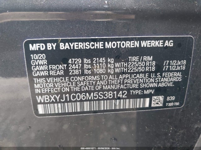2021 Bmw X2 Xdrive28i მანქანა იყიდება აუქციონზე, vin: WBXYJ1C06M5S38142, აუქციონის ნომერი: 45051071