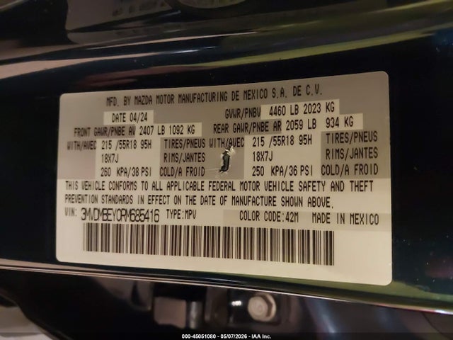 Продажа на аукционе авто 2024 Mazda Cx-30 2.5 Turbo Premium Plus Package, vin: 3MVDMBEY0RM685416, номер лота: 45051080