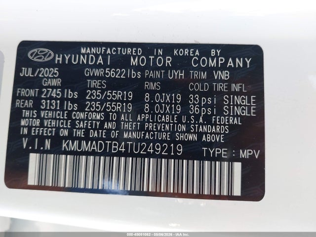 45051082 :رقم المزاد ، KMUMADTB4TU249219 vin ، 2026 Genesis Gv70 2.5t مزاد بيع