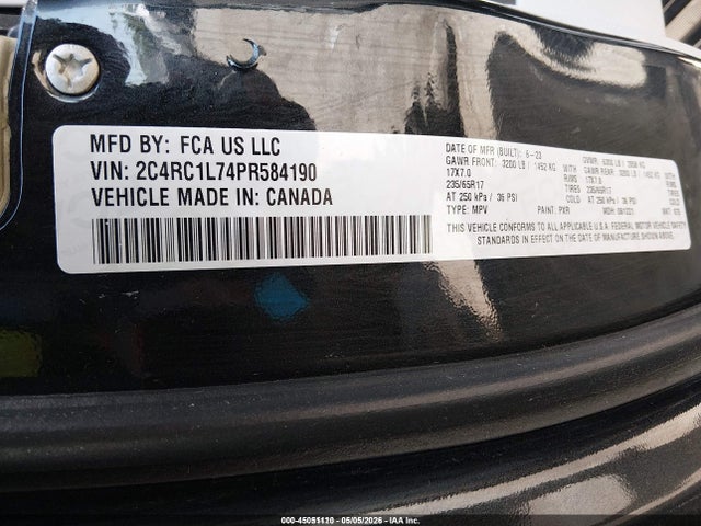 Aukcja sprzedaży 2023 Chrysler Pacifica Hybrid Touring L, vin: 2C4RC1L74PR584190, numer aukcji: 45051110