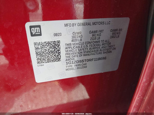 1G1ZD5ST0RF118696 Chevrolet Malibu Fwd 1lt