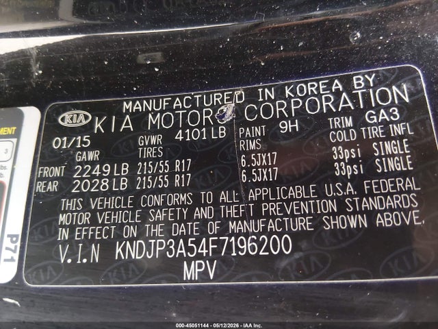 Aukcja sprzedaży 2015 Kia Soul +, vin: KNDJP3A54F7196200, numer aukcji: 45051144