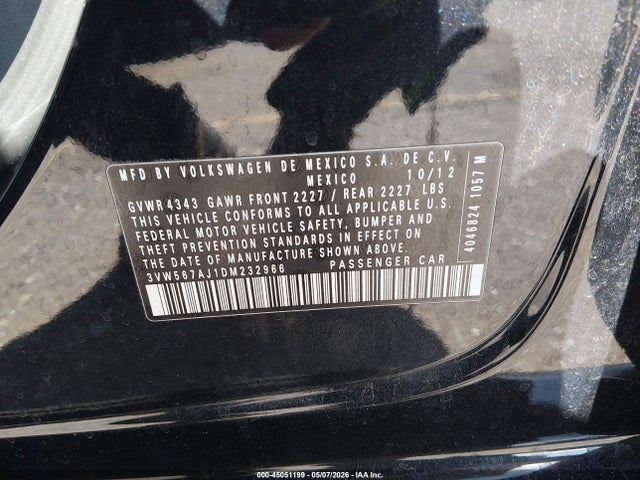 Продажа на аукционе авто 2013 Volkswagen Jetta Gli Autobahn W/nav, vin: 3VW567AJ1DM232966, номер лота: 45051199