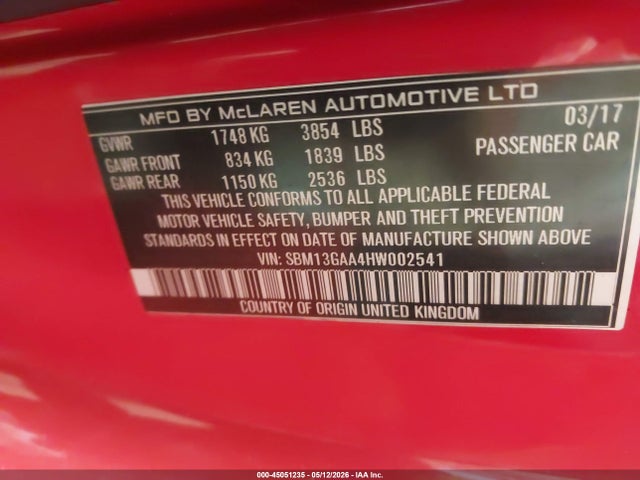 Mclaren 570GT 2017 SBM13GAA4HW002541 Image 9