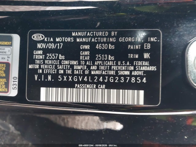45051244 :رقم المزاد ، 5XXGV4L24JG237854 vin ، 2018 Kia Optima Sx Turbo مزاد بيع