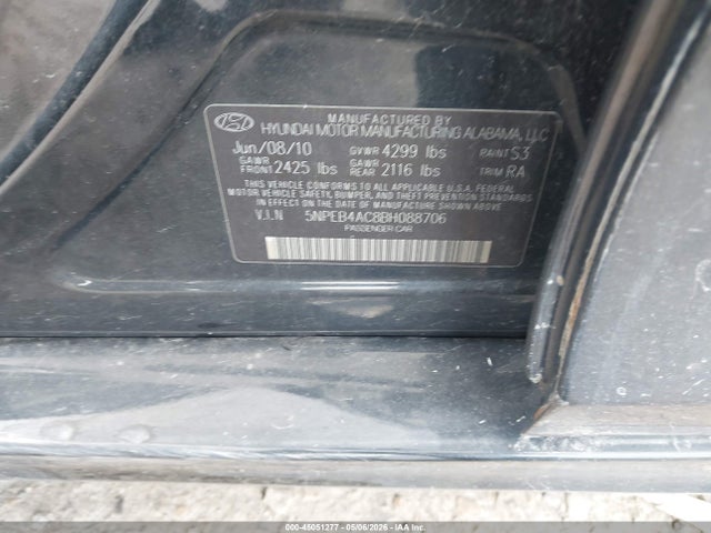 45051277 :رقم المزاد ، 5NPEB4AC8BH088706 vin ، 2011 Hyundai Sonata Gls مزاد بيع