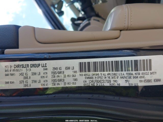 45051278 :رقم المزاد ، 1C4RJFBGXEC517328 vin ، 2014 Jeep Grand Cherokee Limited مزاد بيع