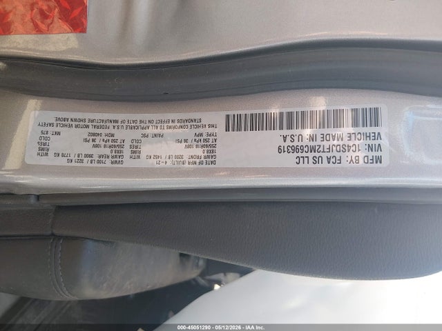 45051290 :رقم المزاد ، 1C4SDJFT2MC696319 vin ، 2021 Dodge Durango Pursuit Awd مزاد بيع
