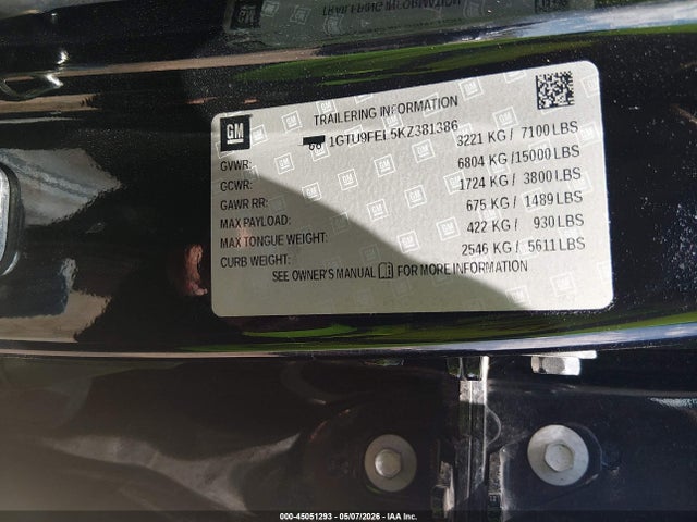 Продаж на аукціоні авто 2019 Gmc Sierra 1500 Denali, vin: 1GTU9FEL5KZ381386, номер лоту: 45051293