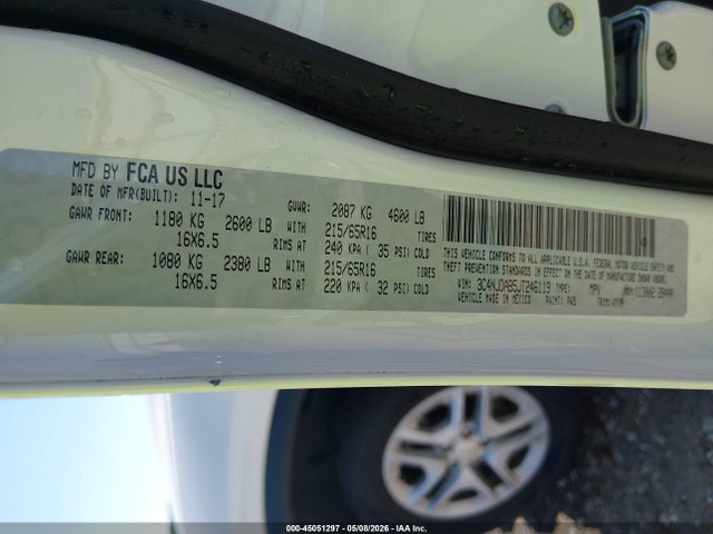 45051297 :رقم المزاد ، 3C4NJDAB5JT246119 vin ، 2018 Jeep Compass Sport 4x4 مزاد بيع