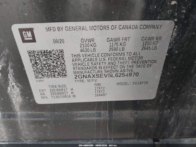 2GNAXSEV5L6254970 Chevrolet Equinox Awd Ls