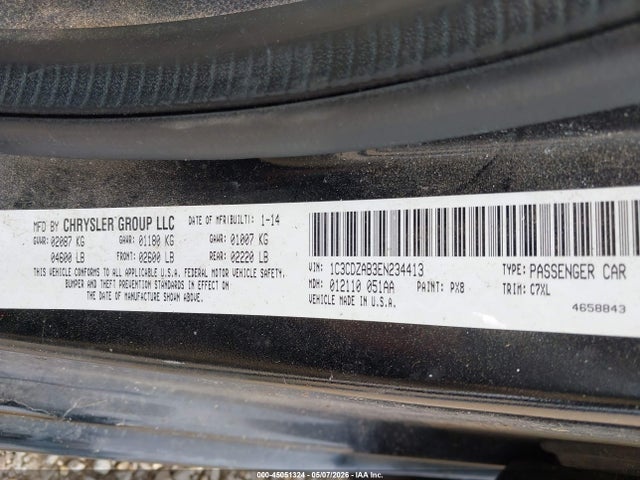 Aukcja sprzedaży 2014 Dodge Avenger Se, vin: 1C3CDZAB3EN234413, numer aukcji: 45051324