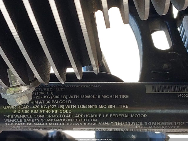 Продаж на аукціоні авто 2022 Harley-davidson Fltrxst, vin: 1HD1ACL14NB606192, номер лоту: 45051396