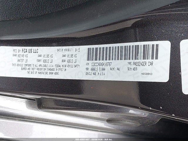 Auction sale of the 2016 Chrysler 200 Limited, vin: 1C3CCCAGXGN103767, lot number: 45051407