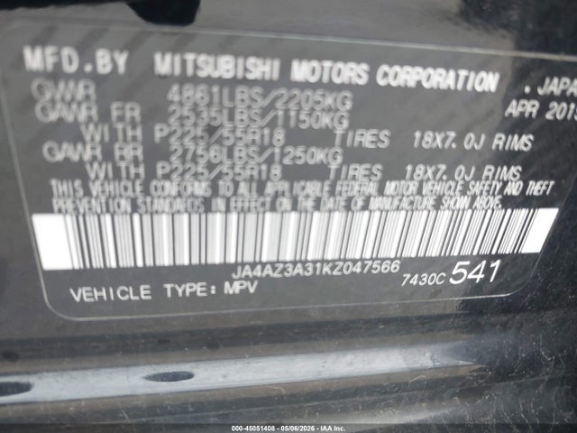 Mitsubishi Outlander Se 2019 JA4AZ3A31KZ047566 Image 9