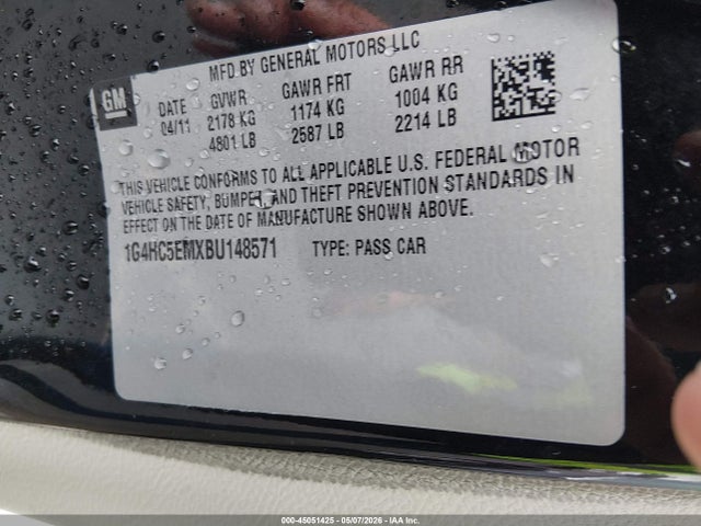 45051425 :رقم المزاد ، 1G4HC5EMXBU148571 vin ، 2011 Buick Lucerne Cxl مزاد بيع