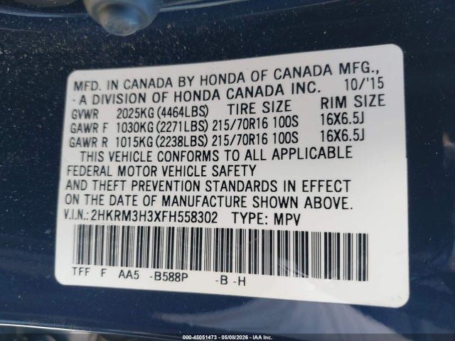 2HKRM3H3XFH558302 Honda CR-V LX
