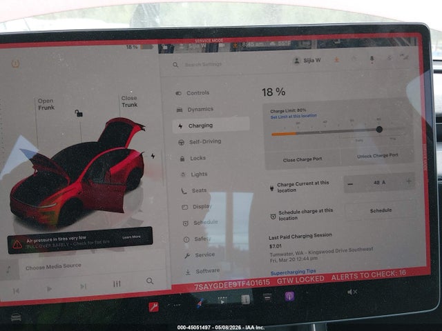 Aukcja sprzedaży 2026 Tesla Model Y All-wheel Drive/long Range Launch Series/premium All-wheel Drive, vin: 7SAYGDEE9TF401615, numer aukcji: 45051497