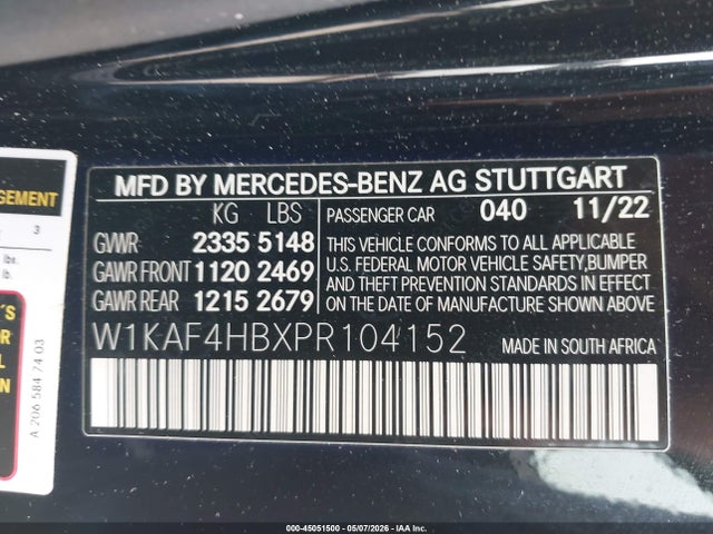 W1KAF4HBXPR104152 Mercedes-Benz C 300 4matic