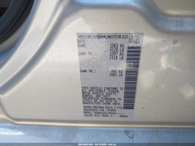 Продажа на аукционе авто 2024 Nissan Altima S Fwd, vin: 1N4BL4BVXRN301770, номер лота: 45051508