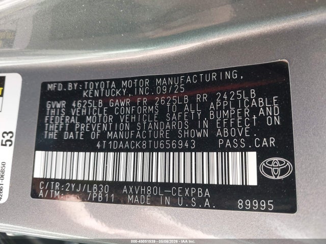 Aukcja sprzedaży 2026 Toyota Camry Xse, vin: 4T1DAACK8TU656943, numer aukcji: 45051539