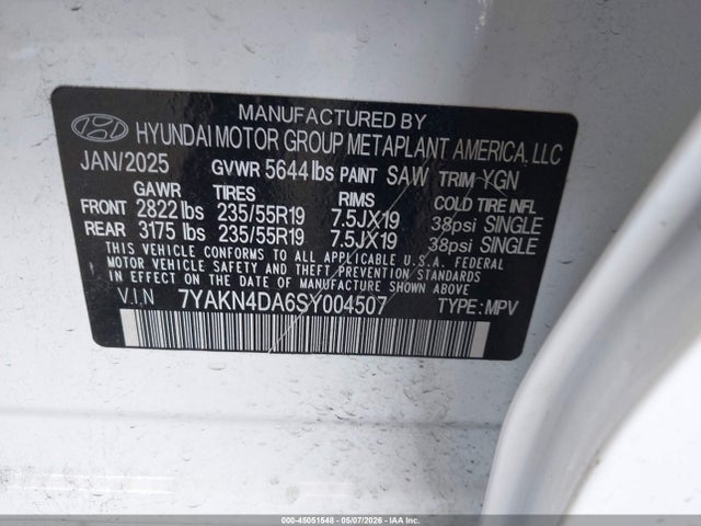 Продаж на аукціоні авто 2025 Hyundai Ioniq 5 Sel, vin: 7YAKN4DA6SY004507, номер лоту: 45051548