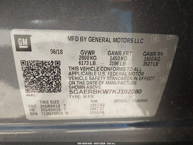 Продаж на аукціоні авто 2019 Buick Enclave Fwd Essence, vin: 5GAERBKW7KJ102080, номер лоту: 45051600