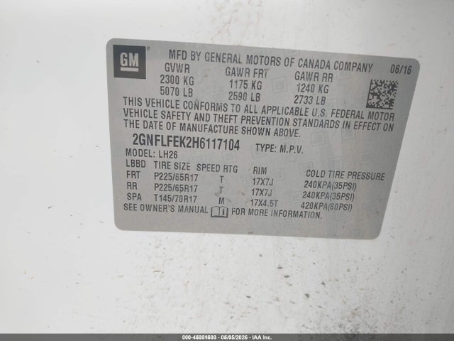 Chevrolet EQUINOX LT 2017 2GNFLFEK2H6117104 Image 9