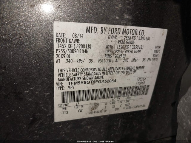 Aukcja sprzedaży 2015 Ford Explorer Sport, vin: 1FM5K8GT6FGA52064, numer aukcji: 45051612