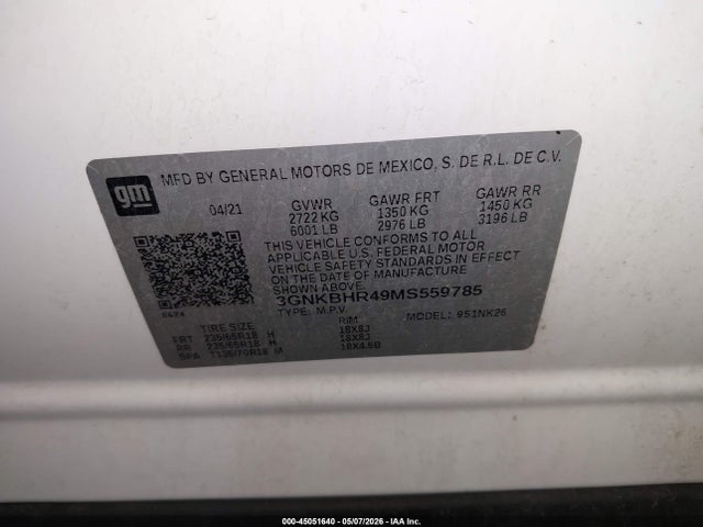 Продажа на аукционе авто 2021 Chevrolet Blazer Awd 2lt, vin: 3GNKBHR49MS559785, номер лота: 45051640