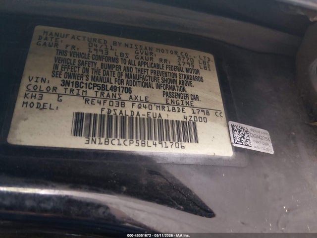 Aukcja sprzedaży 2011 Nissan Versa 1.8s, vin: 3N1BC1CP5BL491706, numer aukcji: 45051672