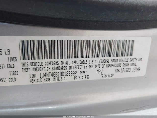 Продажа на аукционе авто 2011 Jeep Patriot Latitude X, vin: 1J4NT4GB1BD123002, номер лота: 45051704