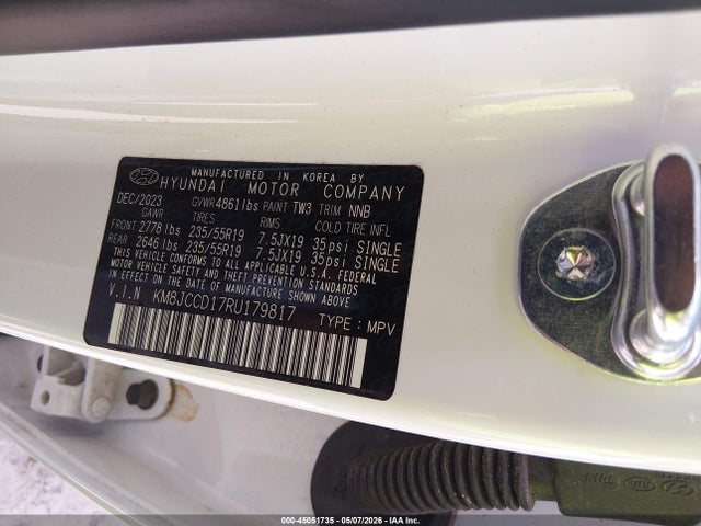 Aukcja sprzedaży 2024 Hyundai Tucson Hybrid Sel Convenience, vin: KM8JCCD17RU179817, numer aukcji: 45051735