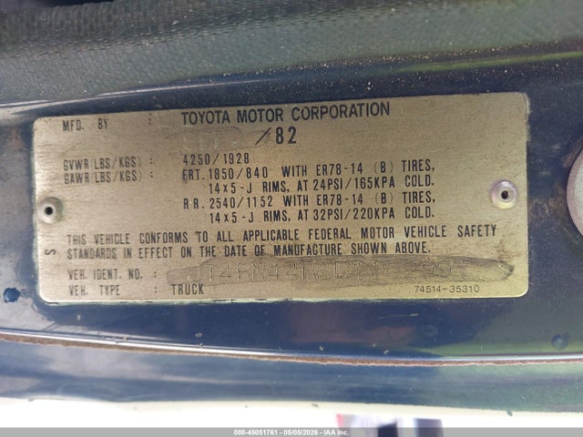 Продаж на аукціоні авто 1983 Toyota Pickup 1/2 Ton Rn44, vin: JT4RN44R2D1102991, номер лоту: 45051761
