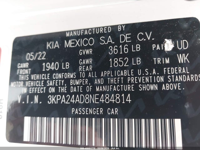 KIA RIO S 2022 3KPA24AD8NE484814 Image 9