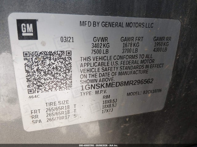 1GNSKMED8MR296562 Chevrolet Tahoe 4wd Ls