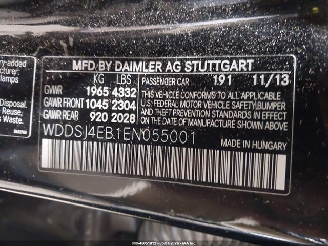 45051812 :رقم المزاد ، WDDSJ4EB1EN055001 vin ، 2014 Mercedes-benz Cla 250 مزاد بيع
